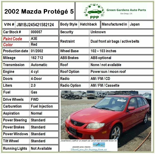 2001 - 2003 年 MAZDA PROTEGE 支柱减震器悬挂右乘客侧 — 第 4/4 张图片