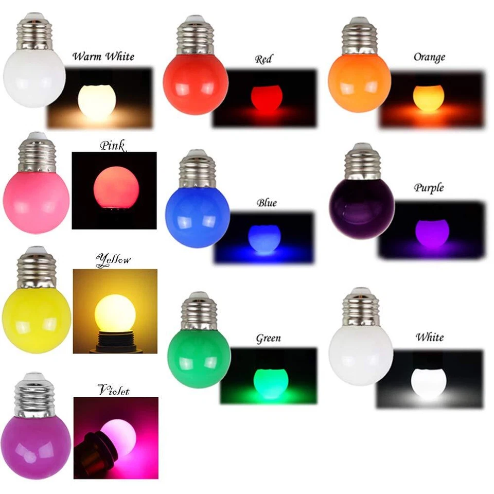 10pcs set B22 ampoules LED couleur 2W G45 Golf Ball Mini ampoules sphériques ... - Photo 2/4