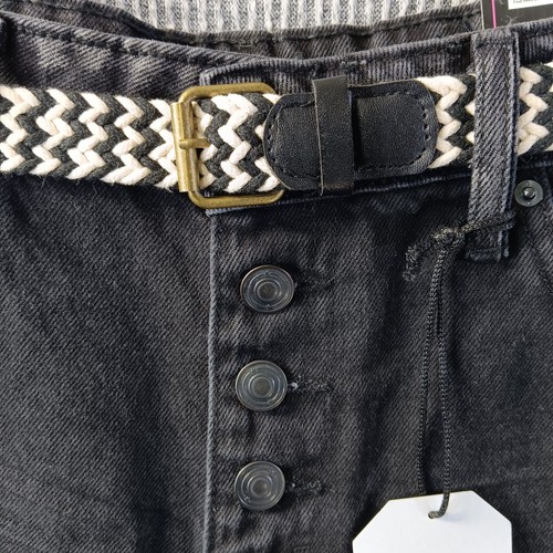 No Boundaries Jean Shorts Womens 11 Black Dark Wash Denim Cuffed Belted Low Rise - Picture 5 of 17