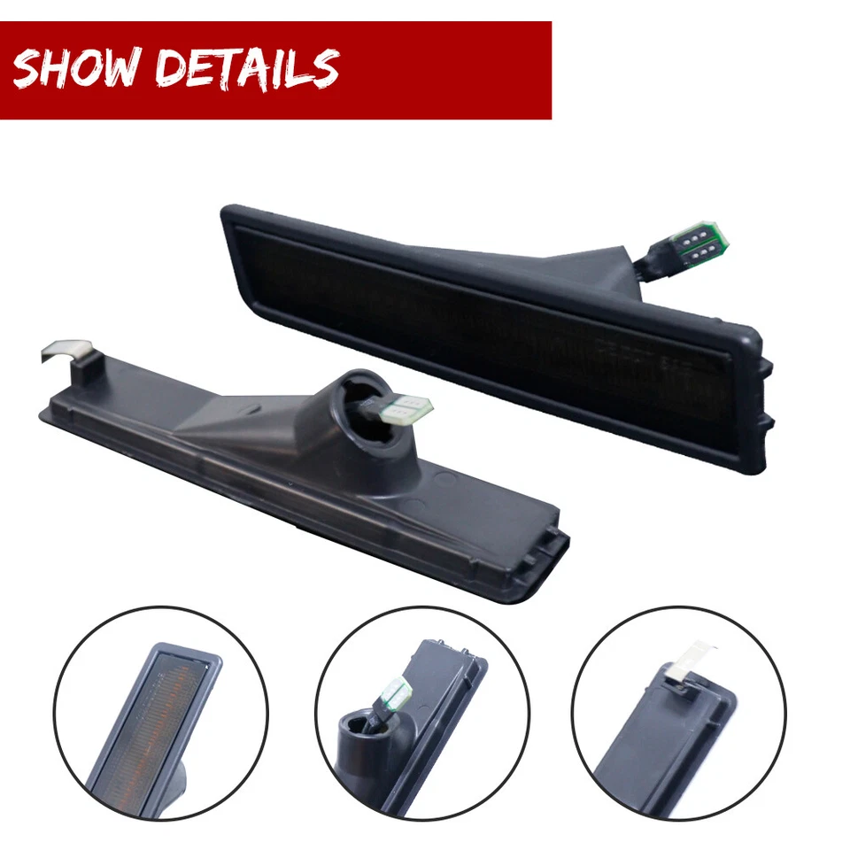 Luces de señalización laterales LED de humo 4 piezas para parachoques delantero y trasero para BMW E30 3 E34 serie 5 Foto 4 de 4