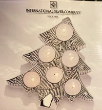 Intl. Silver Company Christmas Tree Tabletop Tealight Candle Holder  with candle