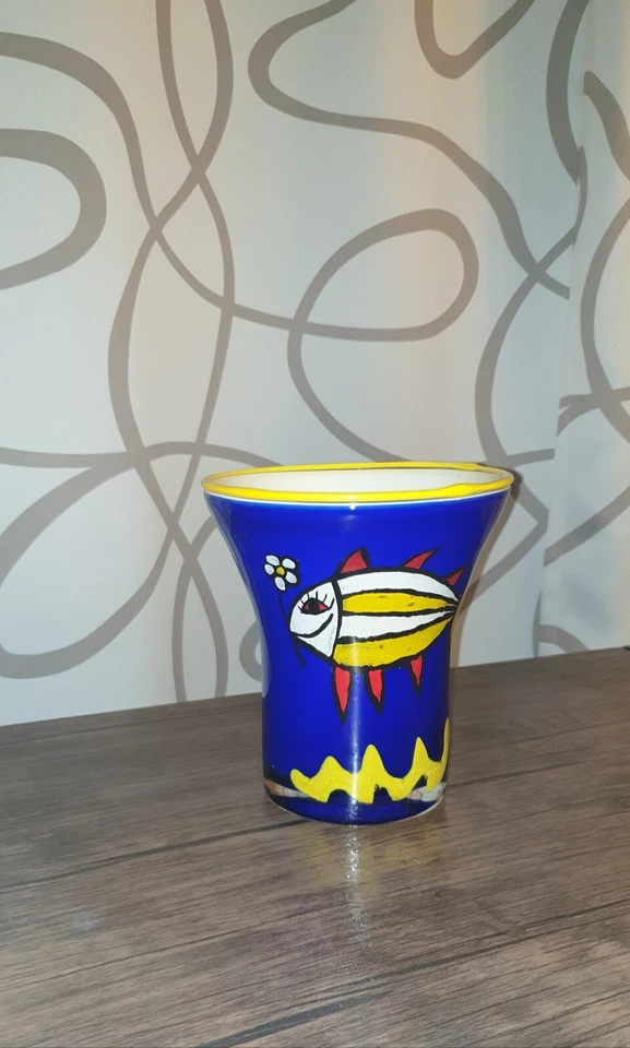 Blumenvase / Tischvase   Glas Fischmotive 1994 - Bild 3 von 4