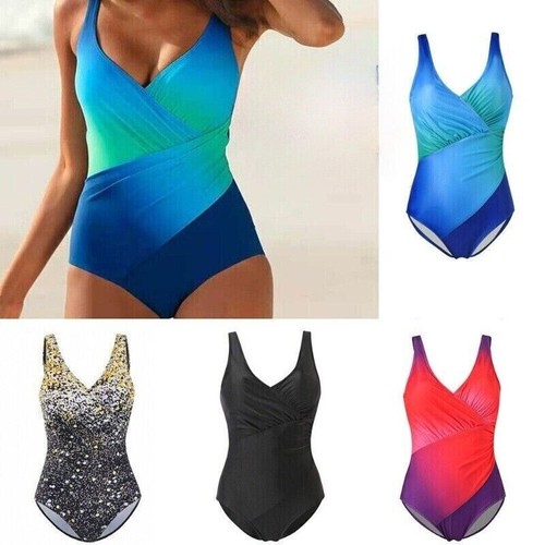 Monokini Tummy Control Costume Padded Women Ladies Swimsuit Swimming Swimwear UK - Picture 2 of 24
