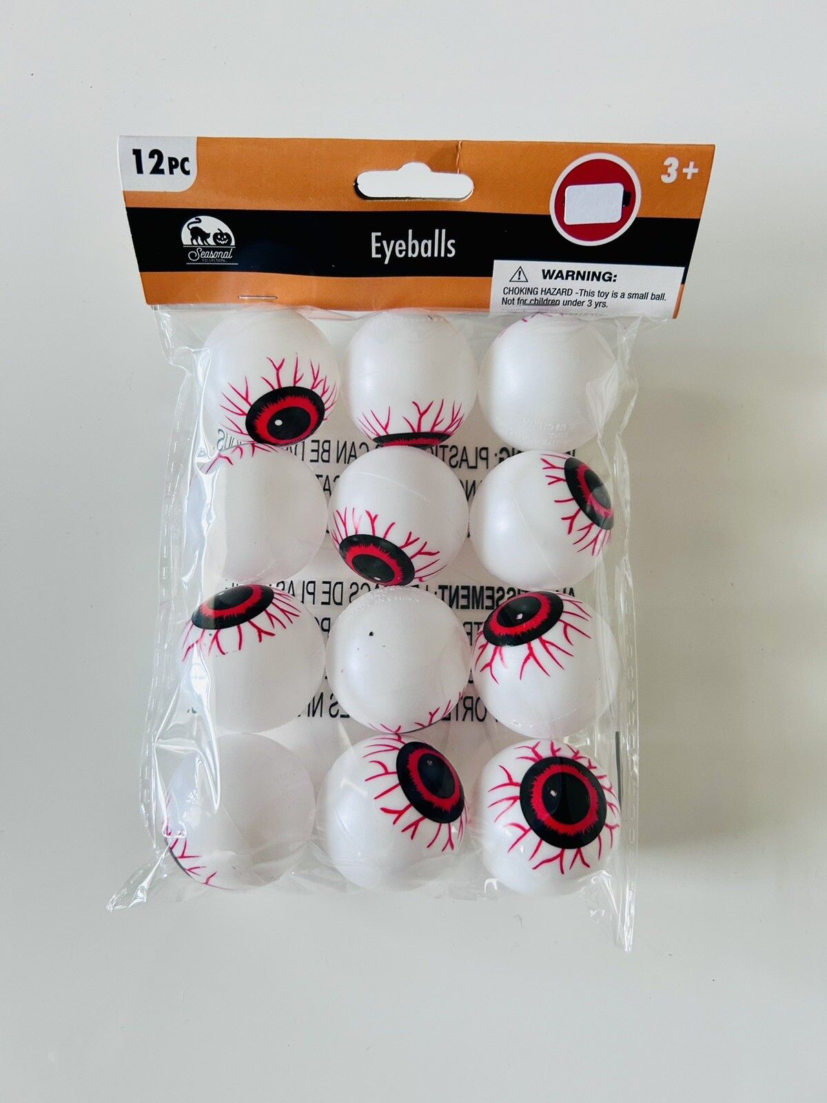 New 12 Pack Red Scary Halloween Decoration Prop Plastic Ping Pong