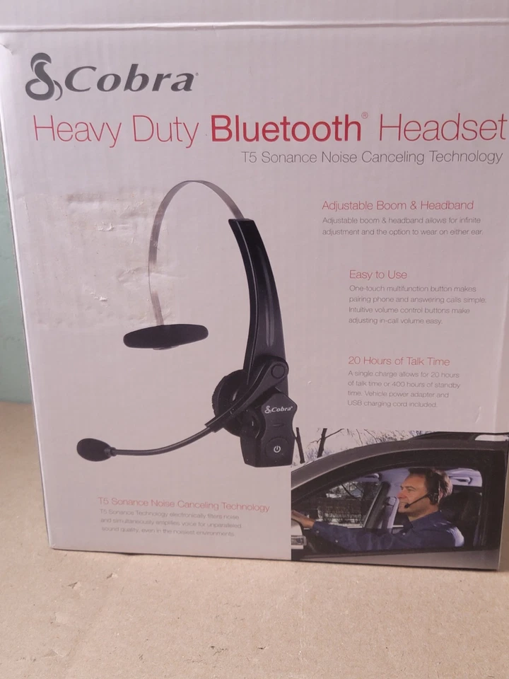 Cobra Heavy Duty Bluetooth Headset T5 Sonance Noise Canceling CWA BTH1 PLUS NEW - Image 3 of 4