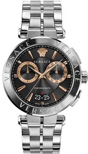 Versace VE1D01019 Aion Cronografo Nero Argento Acciaio Inox Bracciale Orologio Uomo N
