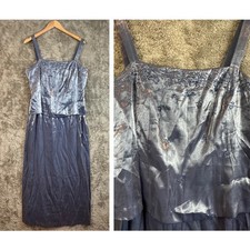 Alex Evenings Silver Blue Beaded Maxi Dress MOB Mother of the Bride 16