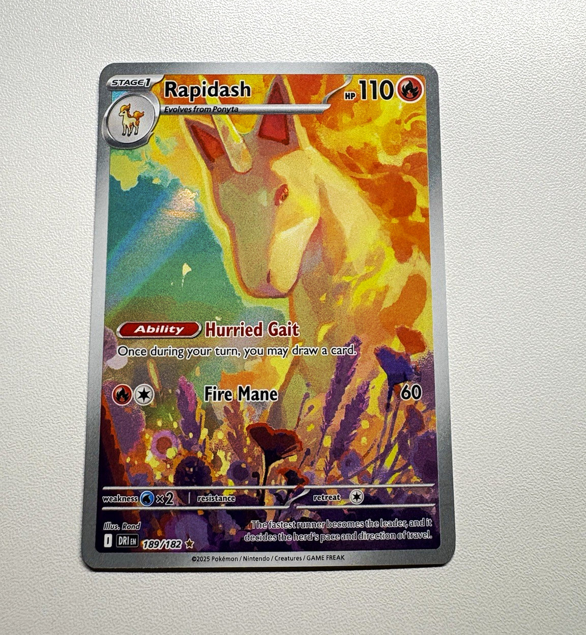 Pokémon TCG Rapidash 189/182 Destined Rivals IR Holo ENG