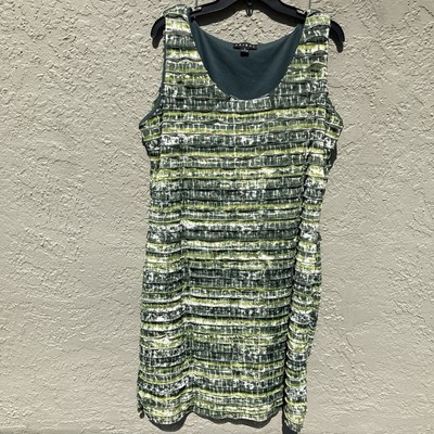 Tribal Dress Womens XL Green Textured Tiers Ruffles Cruise Club Resort Wear Vaca