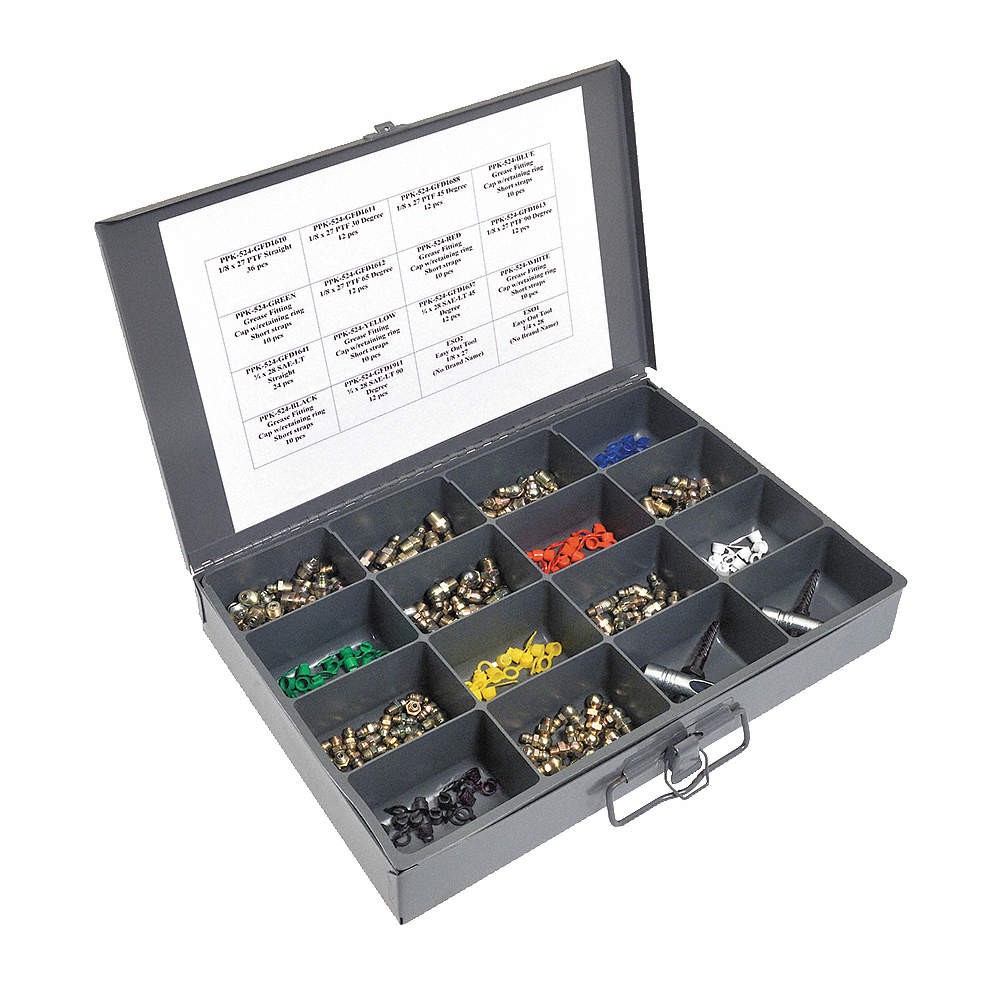 KINGFISHER 4RZK9 Grease Fitting Kit,General Assortment 4RZK9