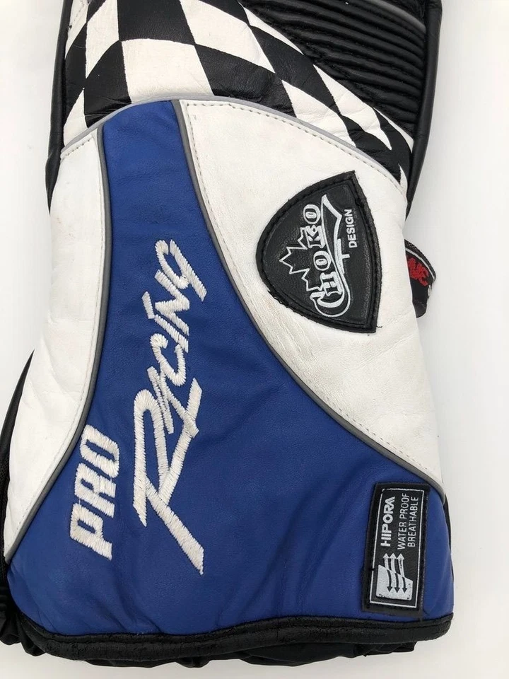 De Colección Choko Pro Racing Cuero Moto de Nieve Guantes Aislados Azul Negro Blanco Para Hombres M Foto 3 de 4