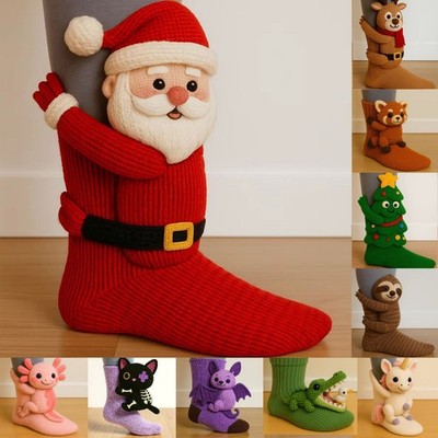 3D süße Tiere Socken gestrickte Bodensocken Weihnachtsgeschenke Unisex lustig warm