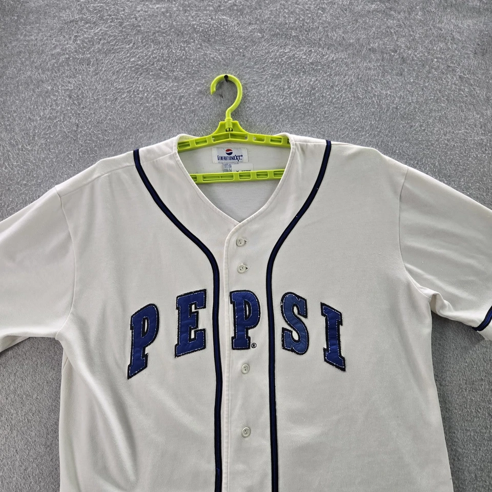 Camiseta masculina vintage Pepsi G/XL logotipo branco bordado geração próxima beisebol - Imagem 3 de 4