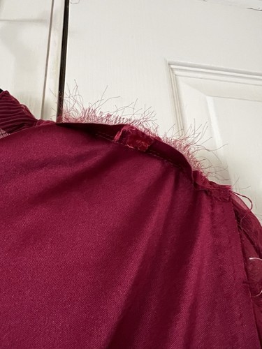De Colección Años 70 80 Gasa Transparente Manga Larga Rojo Cuello Alto Hasta la Rodilla Pequeña Unión Hecho - Imagen 7 de 14