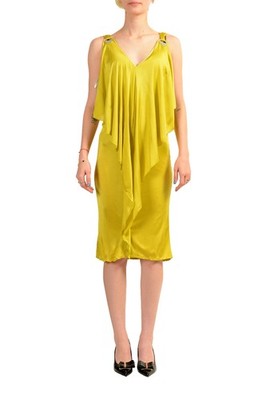 Versace Collection Women's Olive Green Sleeveless Pencil Dress US S IT 40