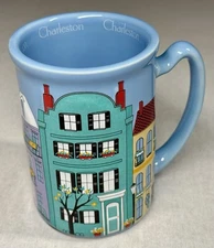 Charleston South Carolina Row Houses Coffee Tea Mug 16oz Light Blue 3D
