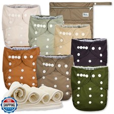 Nora's Nursery AWJ Cloth Diapers 7 Pack with 1 Wet Bag - Waterproof Cover, Wa