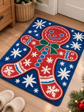 Gingerbread Man Christmas Bath Mat 50x80cm Flannel Non Slip Floor Rug 6056-6