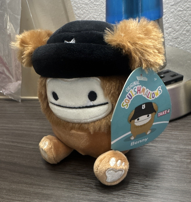 Squishmallows Benny Bear Plush Stuffed Animal Toy Brown Black White 3-4Y
