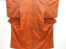 7519399: JAPANESE KIMONO / ANTIQUE OMESHI / TAISHO ROMAN STYLE / WOVEN WAVY STRI