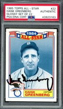 Hank Greenberg Auto 1985 Topps All Star Glossy Card 22 Tigers Died 1986 PSA/DNA