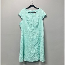Michelle A Womens Mint Green 100% Linen Cap Sleeve Sheath Dress Size 18 RN102665