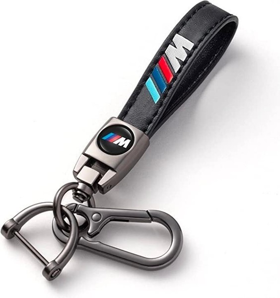 llavero bmw m negro tipo piel tricolor cierre rápido mosquetón | keychain coche