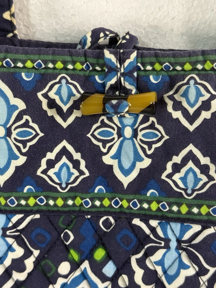 Bolso de Mano Vera Bradley Grande Patrón Retirado Azul/Blanco/Verde Foto 2 de 4