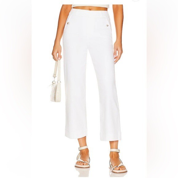 NWT SPANX Stretch Twill Cropped Wide Leg Pant  Bright White Medium Stretch Shape