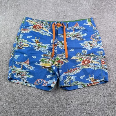 Reyn Spooner Board Shorts Mens 42 Blue Hawaiian Mermaid Beach Swim Trunks