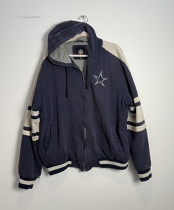 Vintage Dallas Cowboys Full Zip Hoodie Sweatshirt Navy Blue Size L,  Cotton 