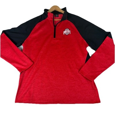 Scarlet Gray Men s Ohio State 1/4 Zip Fleece Pullover Red Sz Large OSU
