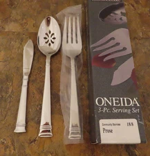 Oneida Prose Set of 3 Serving Pieces Spoon Community Stainless Flatware Lot New