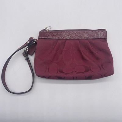 Coach Color Wine Signature C Wristlet Bag Burgundy
