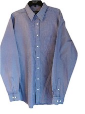 Eddie Bauer Mens Wrinkle Free Relax Fit Long Sleeve Button Up Blue Tall Large