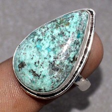 925 Silver Plated African Turquoise Ring Handmade Jewelry Size US 10 GW