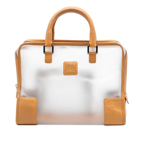 LOEWE Vinyl Amazona 2000 Handbag Pre-Loved Bag Caramel