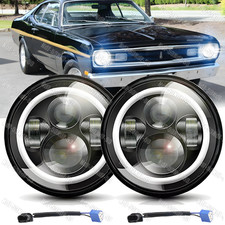 For Plymouth Duster 340 1970-1975 Halo 7 Inch Round Led Headlights Hilo Drl
