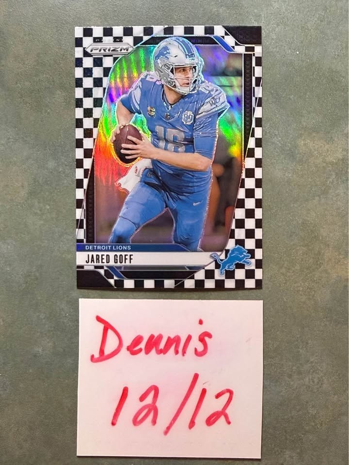 2024 Panini Prizm Football Jared Goff Black And White Checkerboard #92 SP Lions