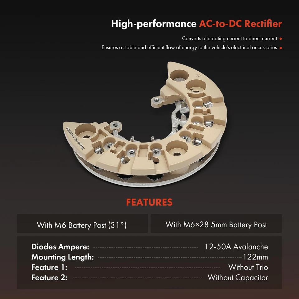 122mm Alternator Rectifier Diode for Suzuki Grand Vitara 2006 2007 2008 V6 2.7L - Изображение 2 из 4