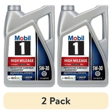 2 Pack Mobil 1 High Mileage Full Synthetic Motor Oil 5W-30, 5 qt