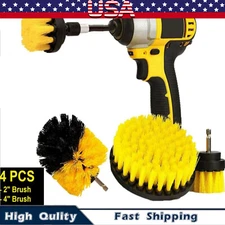 Car Wheel Tire Rim Scrub Cleaning Brush Drill Kit Wash washing Tool Cleaner4Pcs