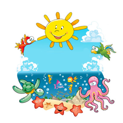 Sun Turtle Octopus Bedroom Child Decal Wall Stickers 1pc cm. 30x30