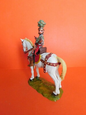 Figurine Elastolin – Cavalier Suisse Avec Trompette, Moyen Âge, 1:32 (60mm), Rare