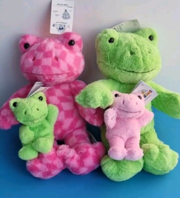 BUILD A BEAR Rosa Leaps Of Love Froschfamilie mit Bohnen Babys Stofftier Brandneu mit Etikett 