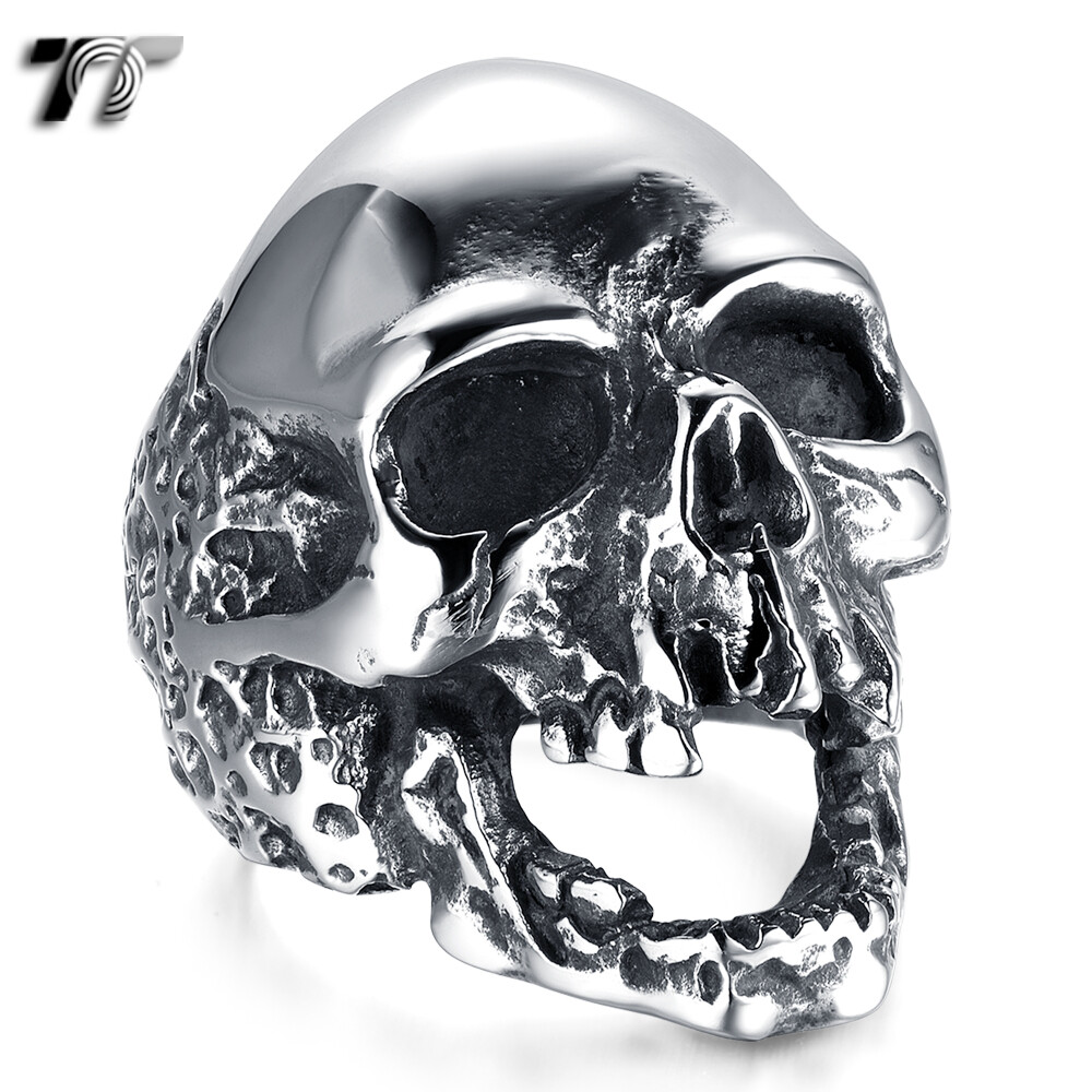 Men's Skull Ring Cool Skull & Steampunk Men's Ring - 316L Stainless Steel, Punk Gothic Style, Sizes 7-13 Emo Rings - Foto 9