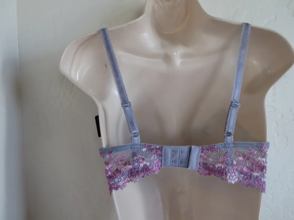 WACOAL 34 DD #65191 ПОЛНАЯ ФИГУРКА ОХВАТИТЬ КРУЖЕВНОЙ БЮСТГАЛЬТЕР НА КОСТОЧКАХ, СИРЕНЕВО-СЕРЫЙ, НОВЫЙ С ЯРЛЫКАМИ $55 - Изображение 4 из 4