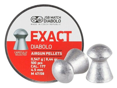 JSB MATCH DIABOLO EXACT .177 Cal. 500 Domed Pellets 8.44 Grains 4.53mm head size