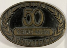 VTG YARD-MAN GOLDEN 50 ANNIVERSARY BRASS BELT BUCKLE PH0115