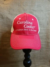 Carolina Cooker Agri Wear Red and White Mesh Snapback Truckers/Baseball Hat EUC